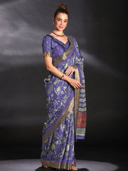 Women's Chiffon Beige Printed Designer Saree With Blouse Piece-HRITIMA40091
