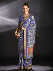 Women's Chiffon Beige Printed Designer Saree With Blouse Piece-HRITIMA40091