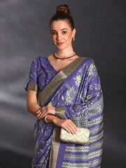 Women's Chiffon Beige Printed Designer Saree With Blouse Piece-HRITIMA40091