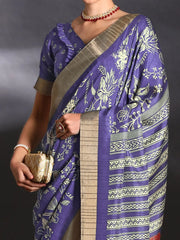 Women's Chiffon Beige Printed Designer Saree With Blouse Piece-HRITIMA40091