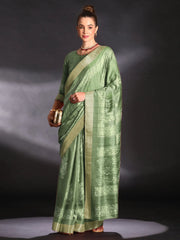 Women's  Blend Olive Printed Designer Saree With Blouse Piece-HOLAND30F
