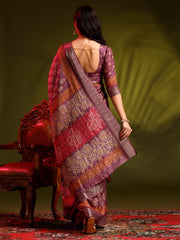 Women's Chiffon Pink Printed Designer Saree With Blouse Piece-STARCFN31501A
