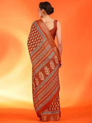 Women's Chiffon Teal Blue Printed Designer Saree With Blouse Piece-SHMIKSA1004