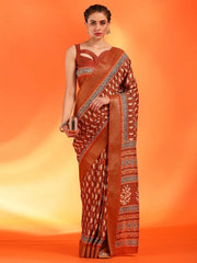 Women's Chiffon Teal Blue Printed Designer Saree With Blouse Piece-SHMIKSA1004