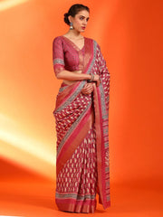 Women's Chiffon White Printed Designer Saree With Blouse Piece-STARCFN31801D