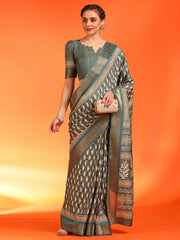 Women's Chiffon Yellow Printed Designer Saree With Blouse Piece-STARCFN31503A