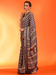 Women's Cotton Black Printed Designer Saree With Blouse Piece-MINAXI1210