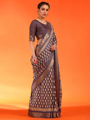 Women's Cotton Black Printed Designer Saree With Blouse Piece-MINAXI1210