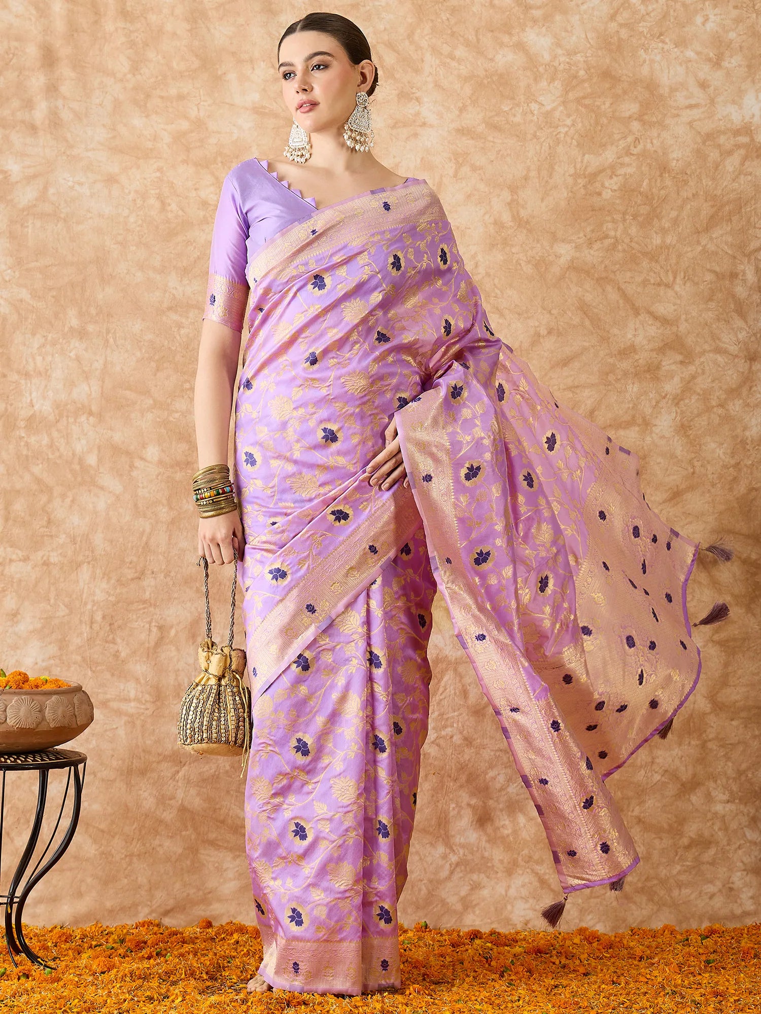 Lavender Banarasi Indian Sari - Womens Ethnic Saree