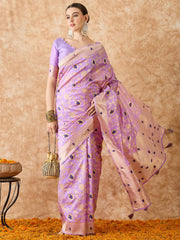 Womens Fashion Ethnic Lavender Color Sarees-MLSHWSA1487LVR0ONE