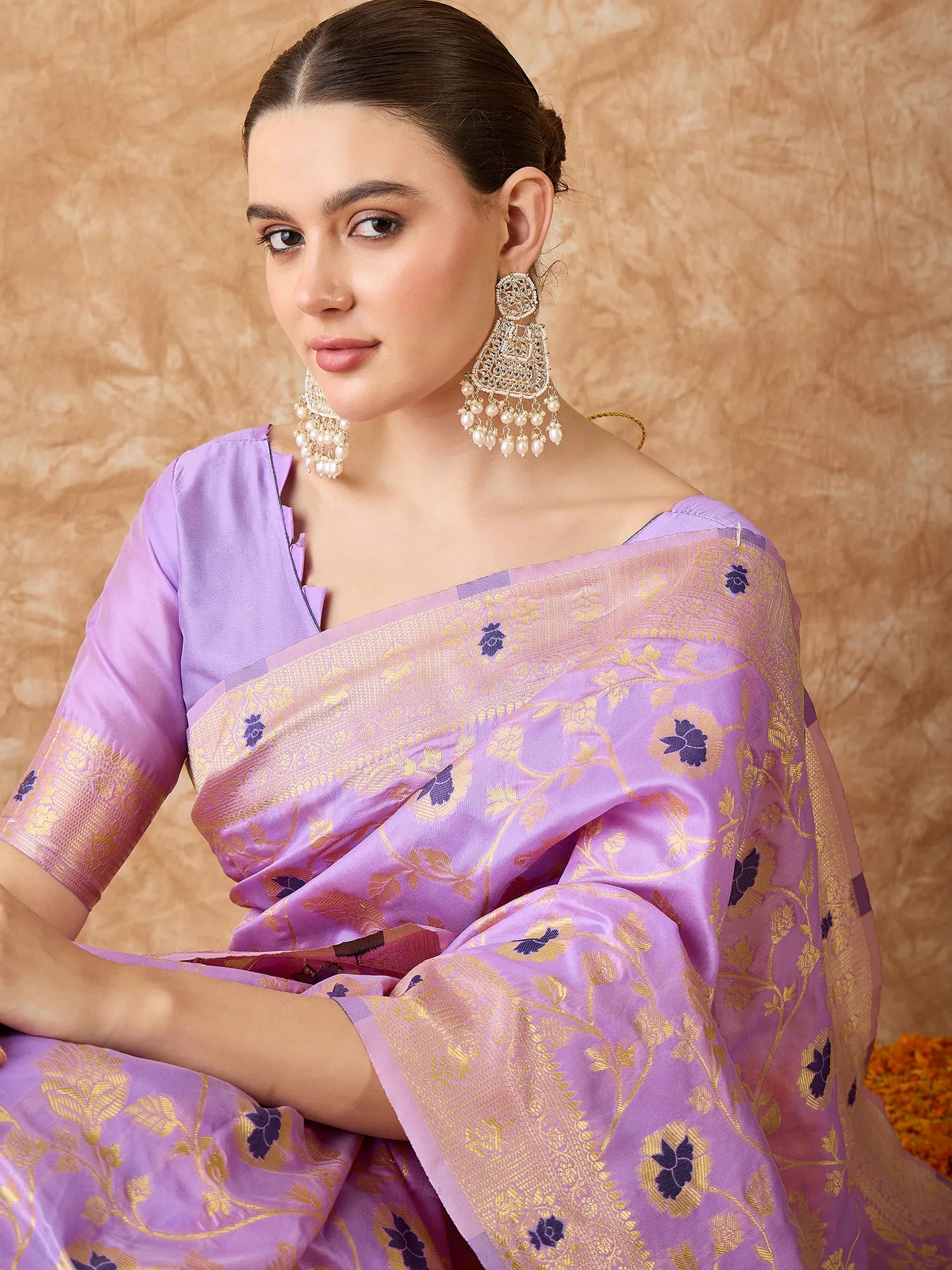 Lavender Banarasi Indian Sari - Womens Ethnic Saree
