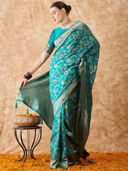 Womens Fashion Ethnic Blue Color Sarees-MLSHWSA1492BLU0ONE
