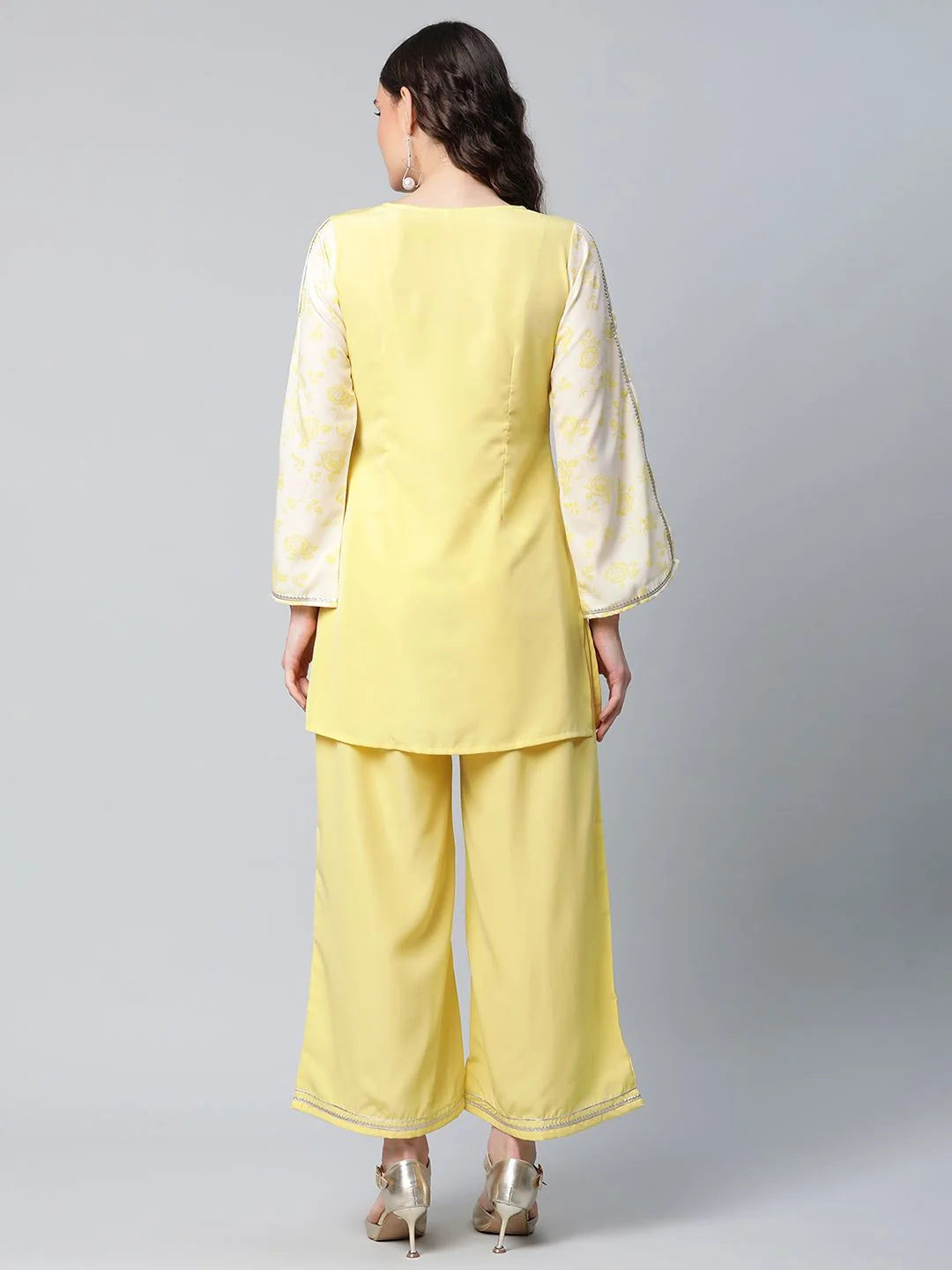 Yellow Printed Top Palazzo Set | Palazzo Pants Set for Women