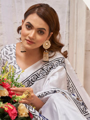 Women's Cotton Blend Multicolored Printed Designer Saree With Blouse Piece-NITRA208