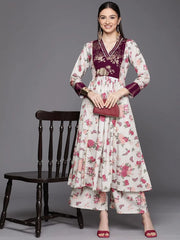 Beige Digital Printed Kurta Palazzo Set-AHKUPZ-COMBO-556