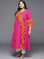 Women Printed Flared Sleeves A line Kurta-AP-AHKUCRFP-1128