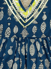 Pure Cotton Ethnic Suit Set for Girls - Indigo | BR24SU49INA