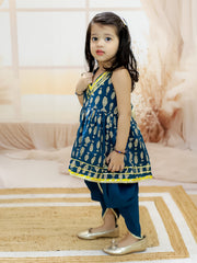 Pure Cotton Ethnic Suit Set for Girls - Indigo | BR24SU49INA