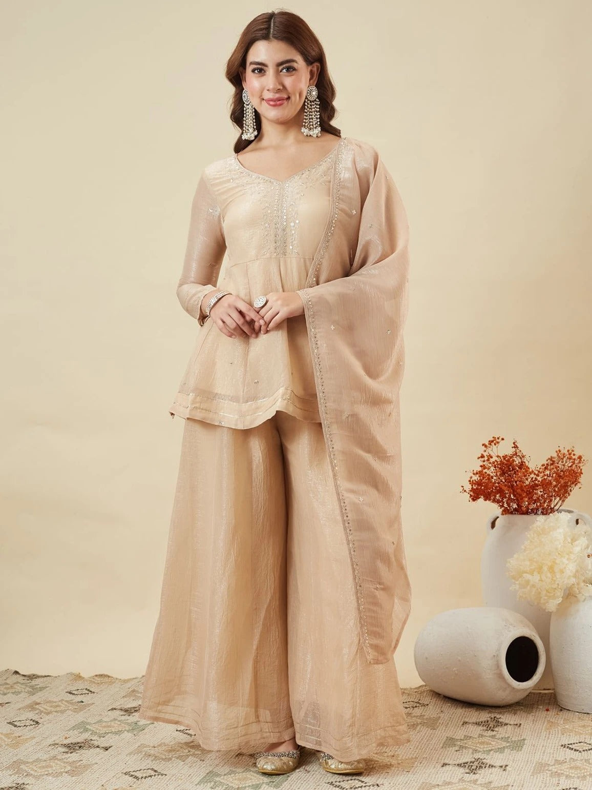 Dupion Silk Kurta Set for Women - Off White | MLWSHKS8893CRM
