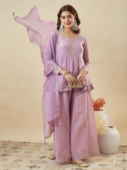 Dupion Silk Kurta Set for Women - Lilac | MLWSHKS8894LVR
