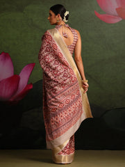 Women's Manipuri  Maroon Printed Designer Saree With Blouse Piece-IKKATP105