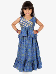 Girls Pure Cotton Frill Lehenga Choli - Blue
