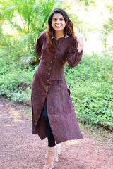 Women Brown self design straight Kurta ( JOK 1162 Brown )-JOK-1162