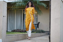 Women Mustard Embroidered Straight Kurta ( JOK 1311 Mustard )-JOK-1311