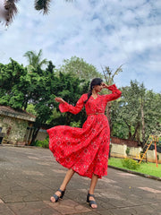 Women Coral Red & Black Ethnic Motifs Printed Angrakha Anarkali Kurta ( JOK 1374 Pink )-JOK-1374