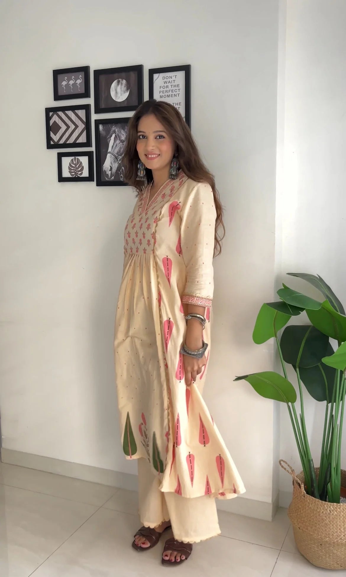 Floral Cotton Kurta and Palazzo Set | Women's Anarkali Style