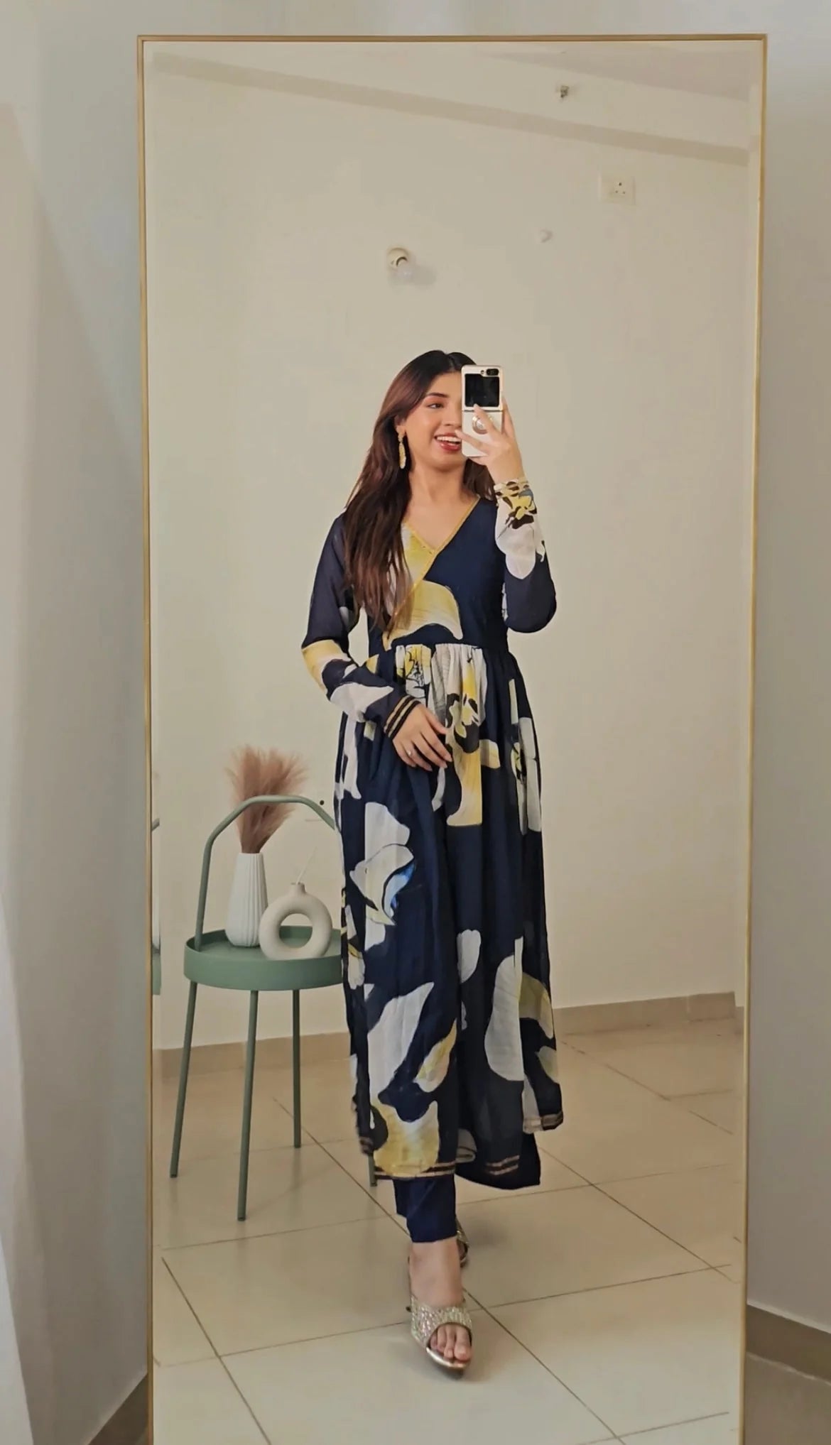 Floral Angrakha Kurta Palazzo Pants Set | Women's Indian Fashion