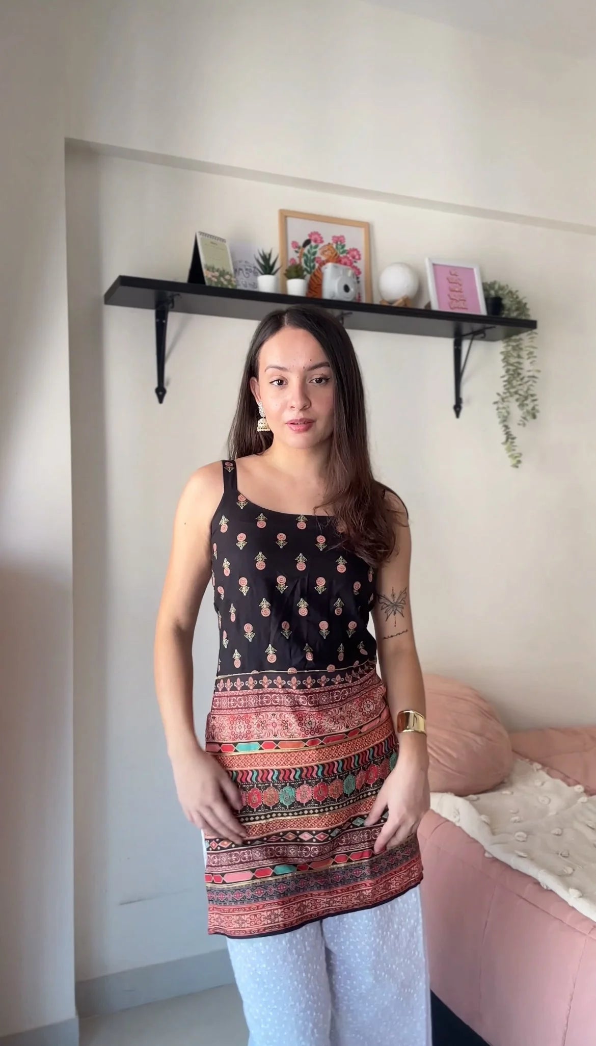 Floral Printed Tunic Top - Viscose Indian Kurta for Women