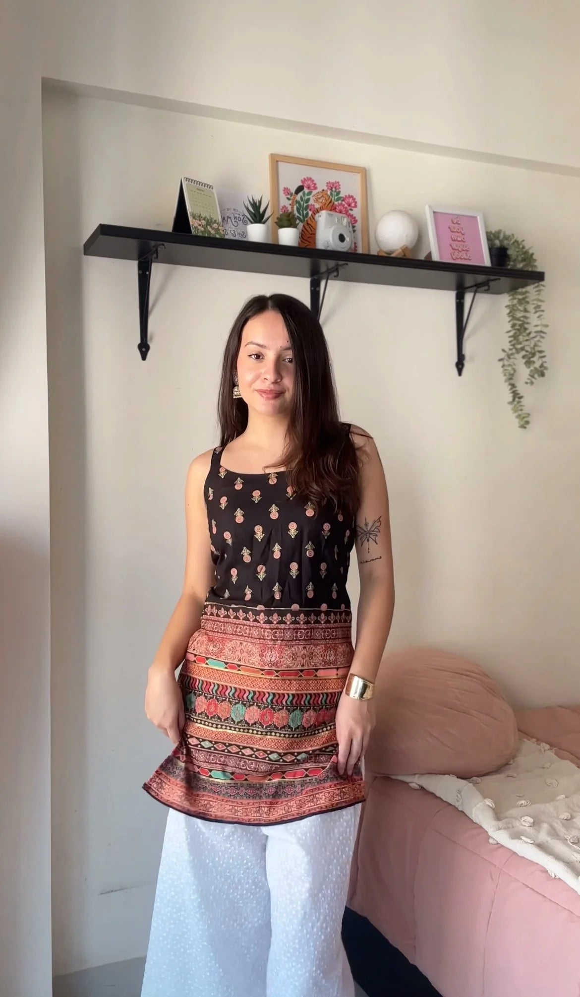 Floral Printed Tunic Top - Viscose Indian Kurta for Women