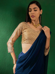 Womens Fashion Ethnic Teal Color Sarees-MLSHWSA1285TEL0ONE