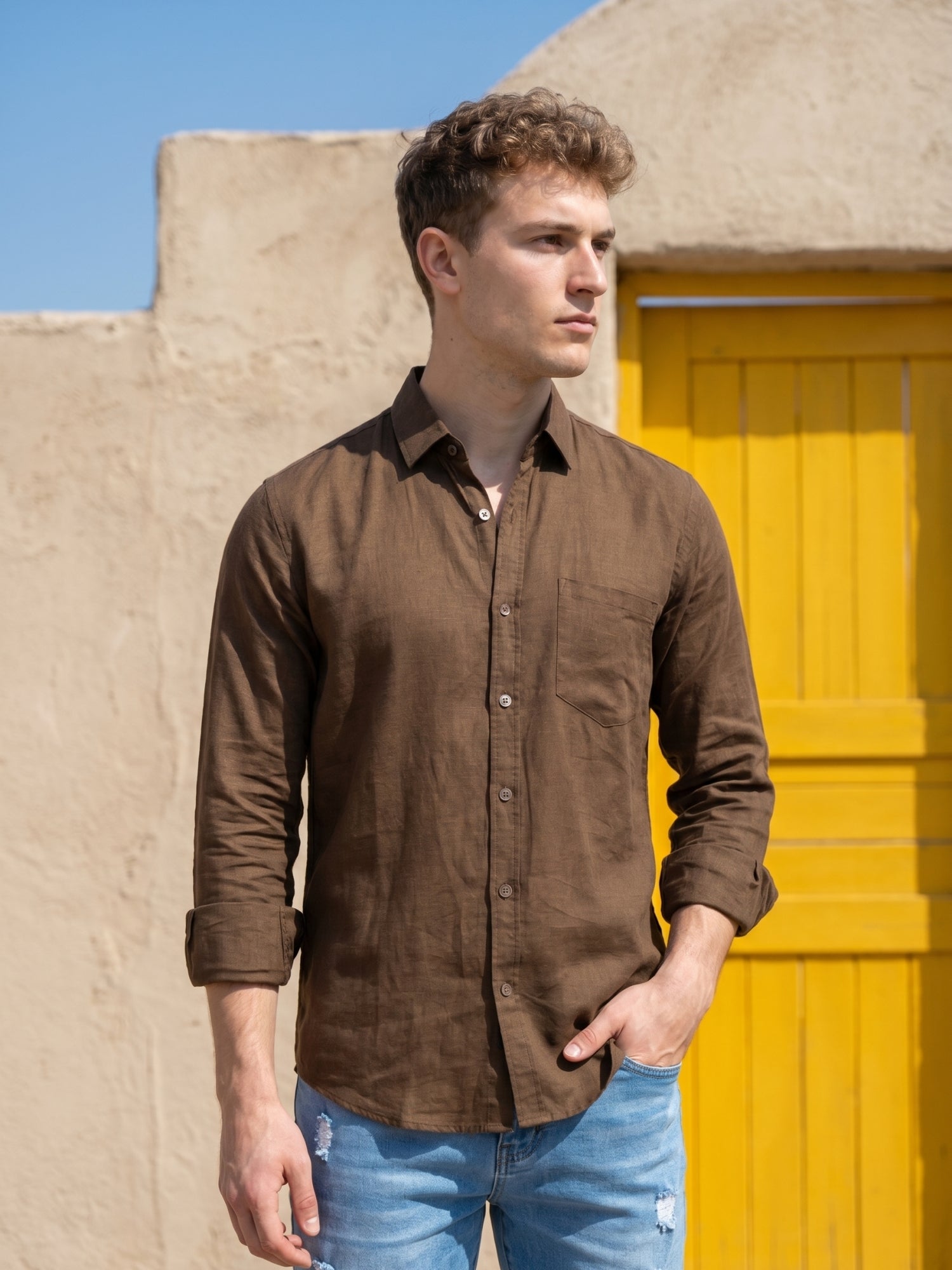 DesiQlo Men Solid Men Regular Fit Shirts - Multicolor - RDSH_006Coffee