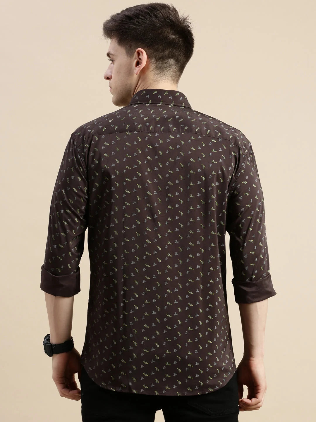 Men's Printed Coffee Brown Shirt | Cotton Printed Shirt