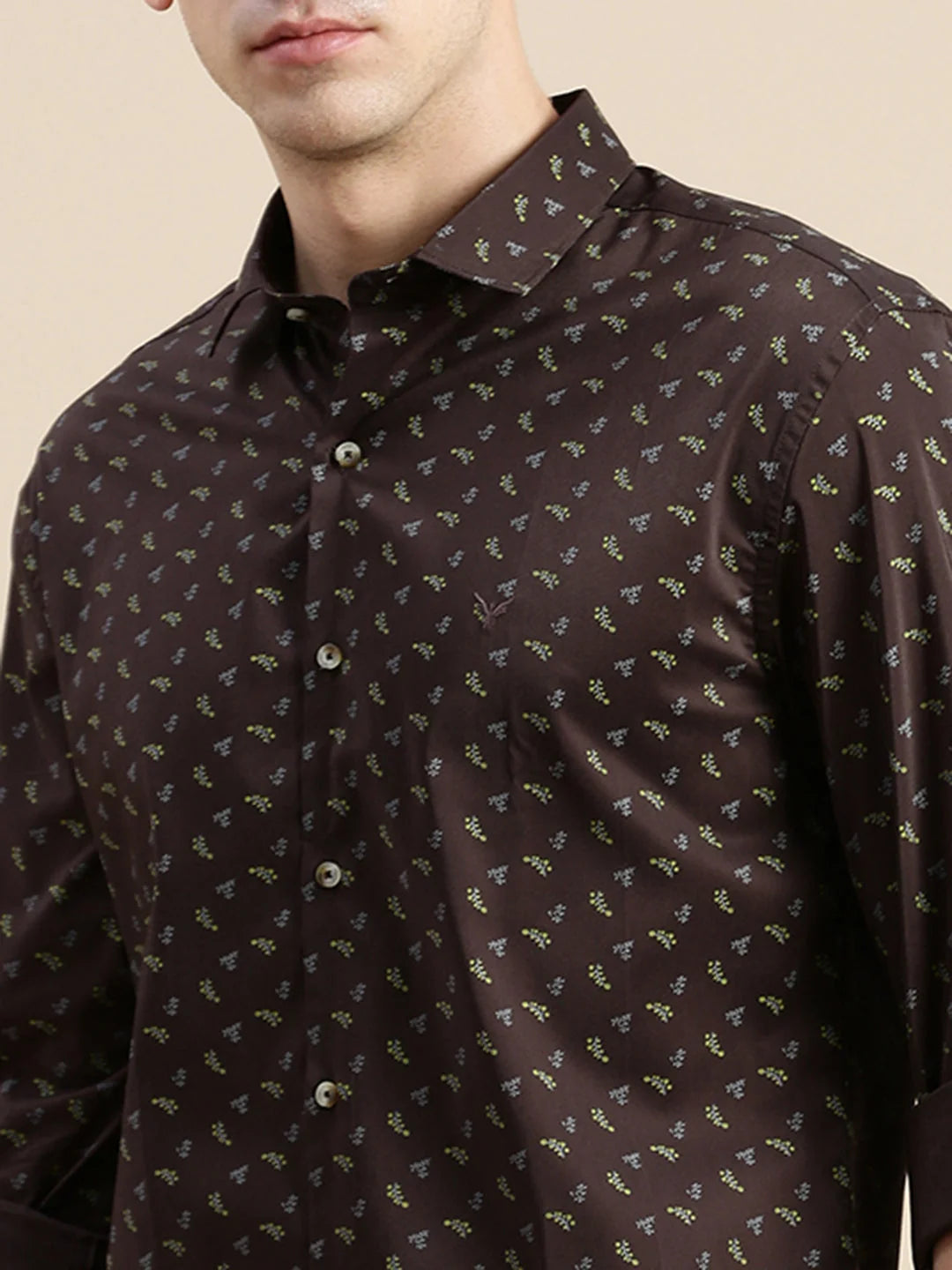 Men's Printed Coffee Brown Shirt | Cotton Printed Shirt