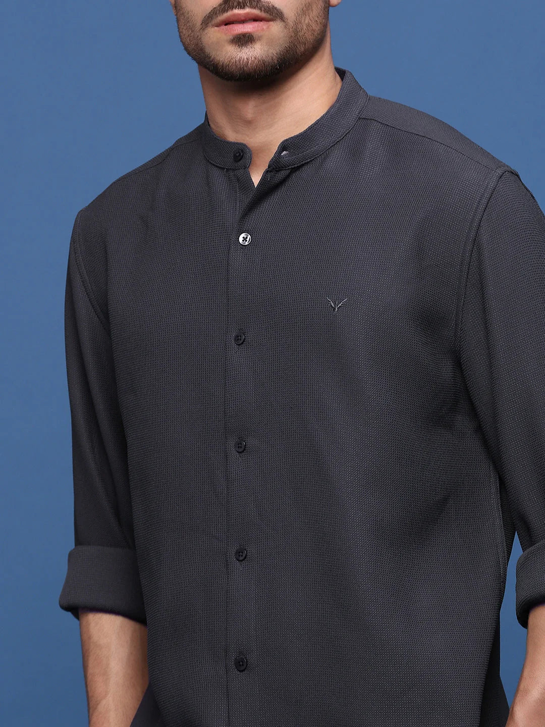 Charcoal Solid Slim Fit Mens Shirt - Formal Shirt | DesiQlo