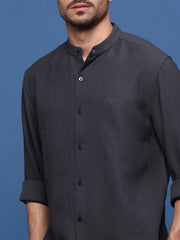Men Charcoal Solid Slim Fit Shirt-Isaac-3078-Charcoal