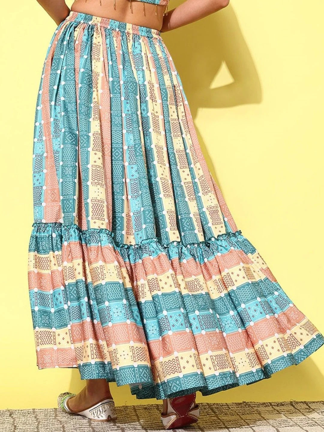 Printed Ethnic Maxi Skirts - Flared Long Ethnic Skirts Online