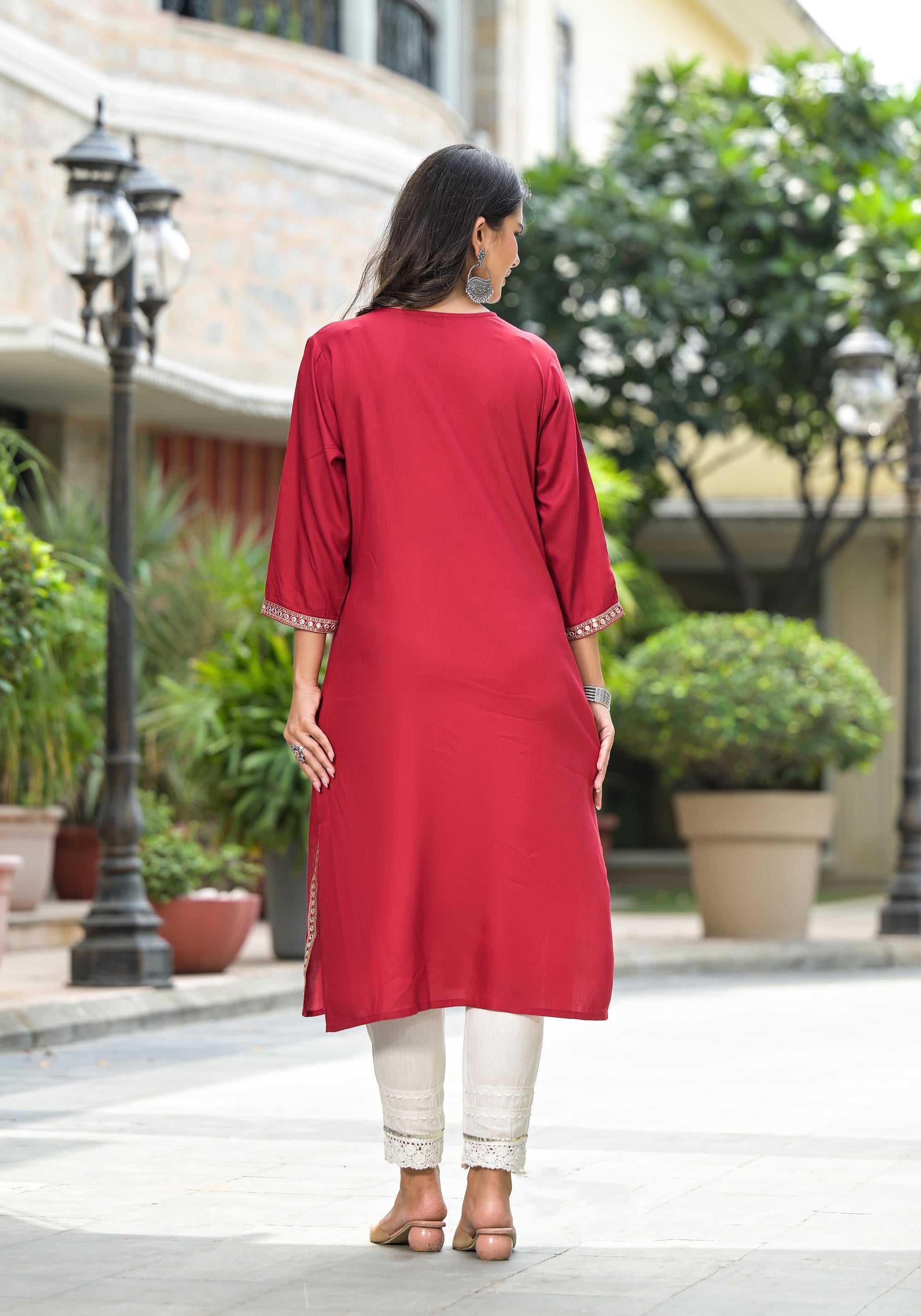 Maroon Mirror Work Kurti | Indian Kurta for Women Online