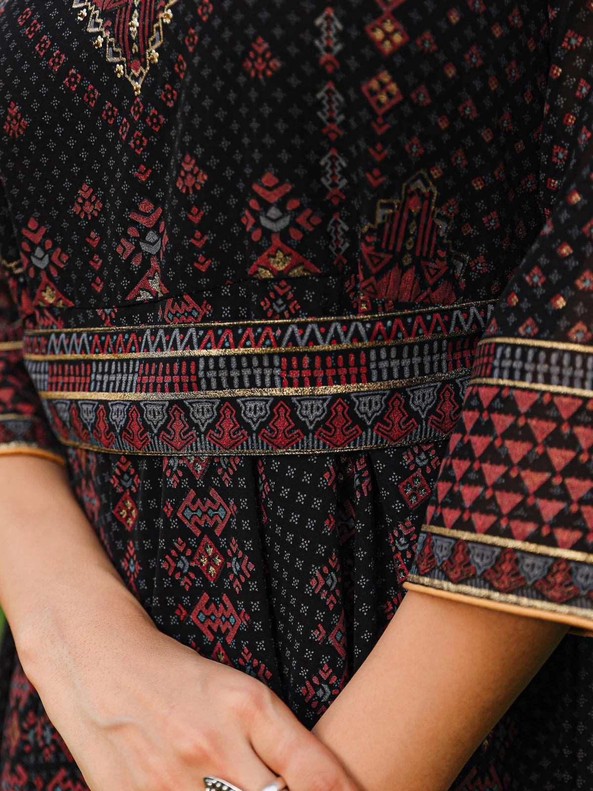 Black Ethnic Motif Indian Dresses with Sequins & Beads