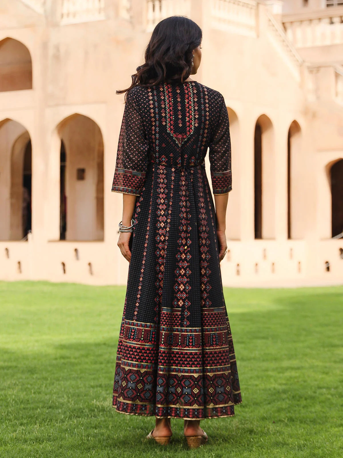 Black Ethnic Motif Indian Dresses with Sequins & Beads
