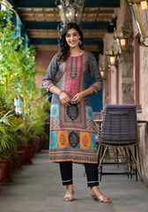 Multi-Panel Ethnic Printed Straight Kurta