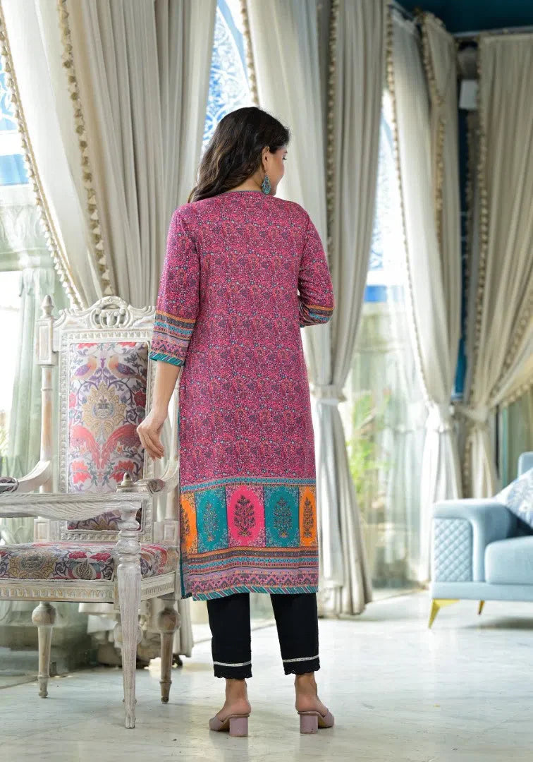 Pink Floral Kurti | Stylish Indian Kurta for Women Online