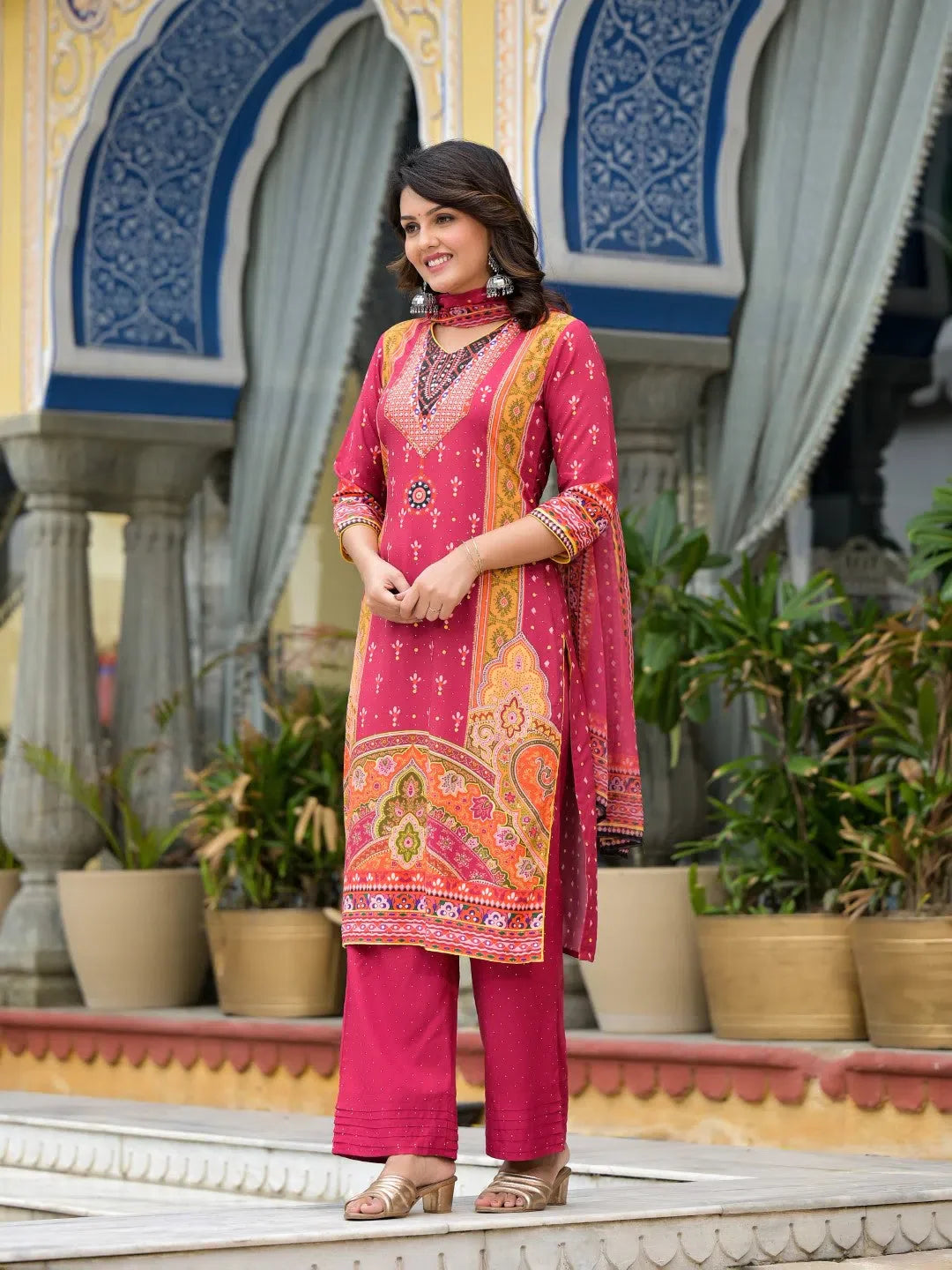 Maroon Printed Kurta Set with Dupatta | Indian Kurta Sets