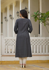 Black Abstract Printed Kurta With Sequins-J4671BLACK