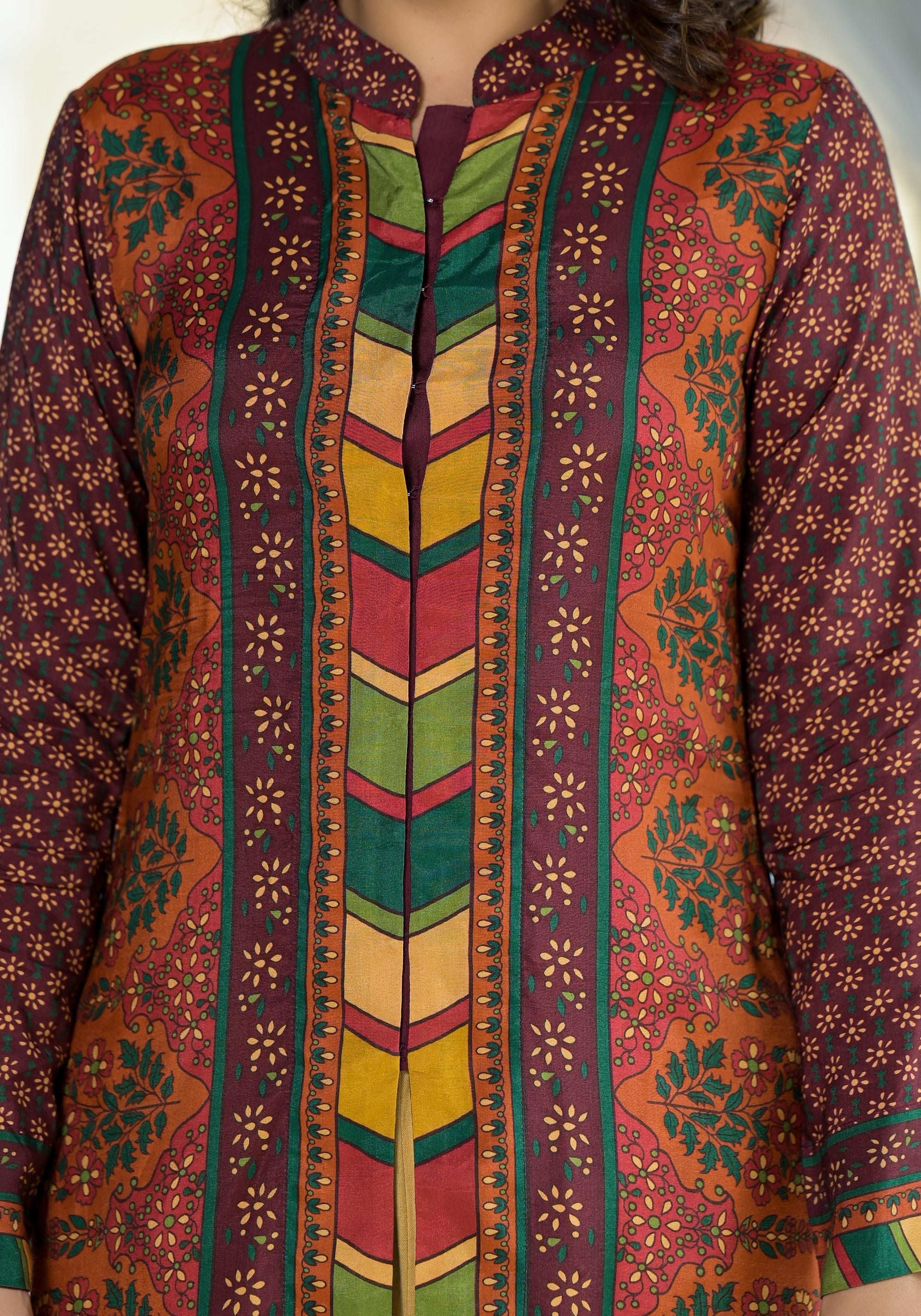 Multi Ethnic Motif Printed Viscose Tunic For Women | DesiQlo