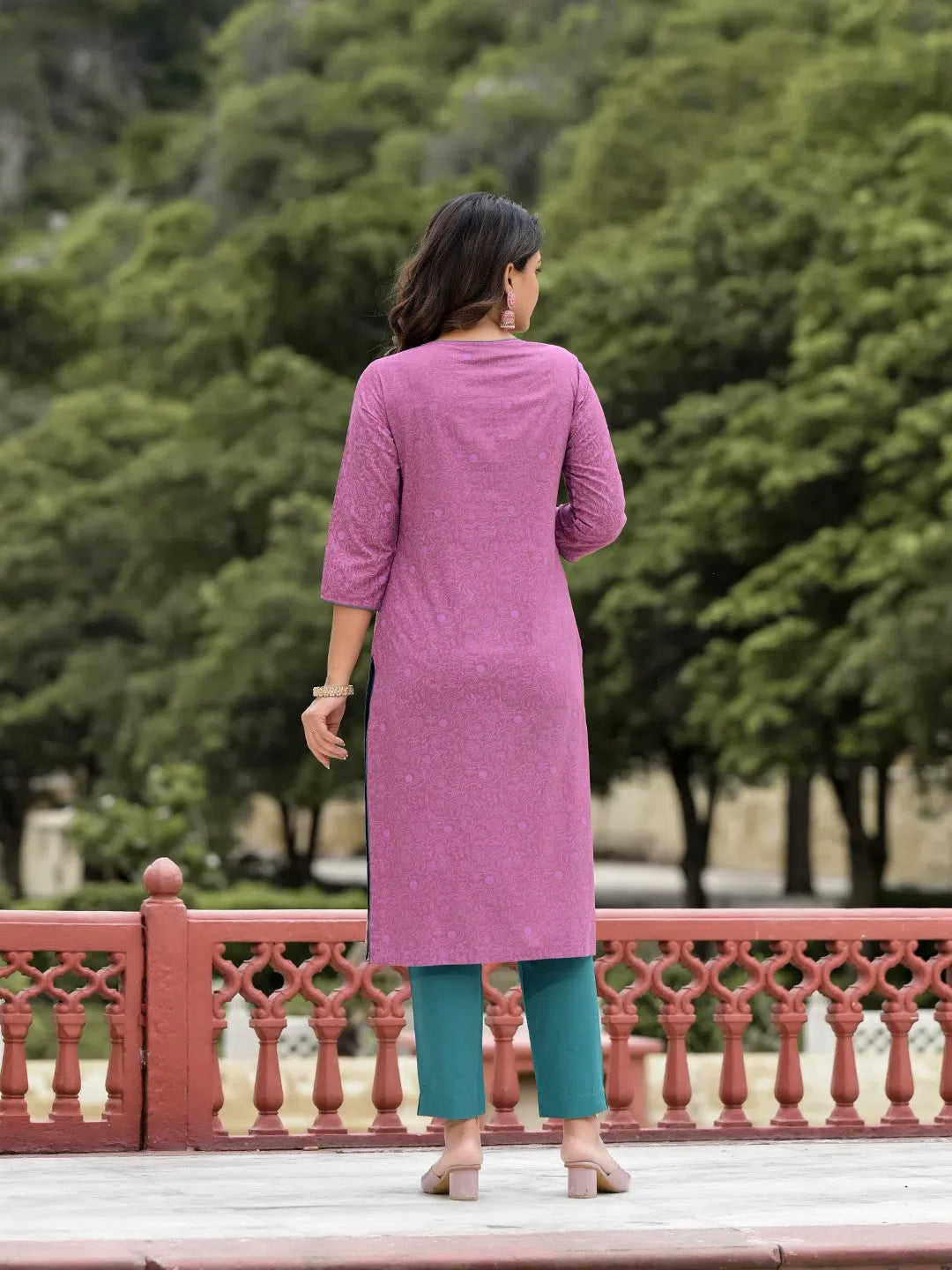 Lavender Printed Kurta Set | Women's Indian Kurta Set with Dup...