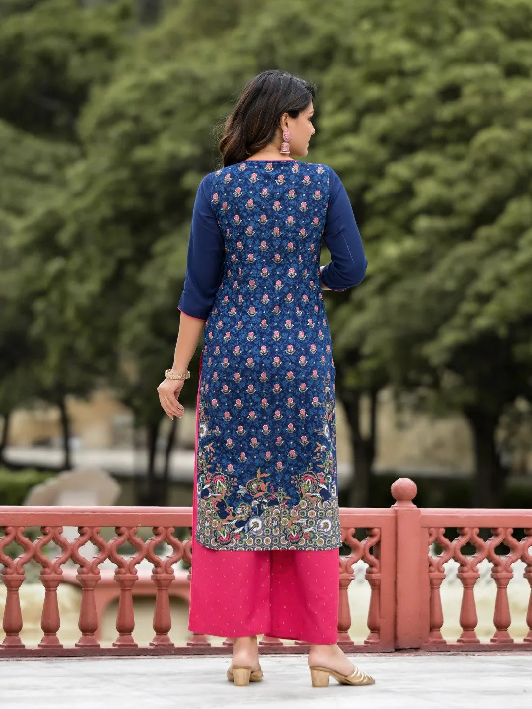 Blue Viscose Kurta Set with Dupatta & Sequins | Women's Kurta